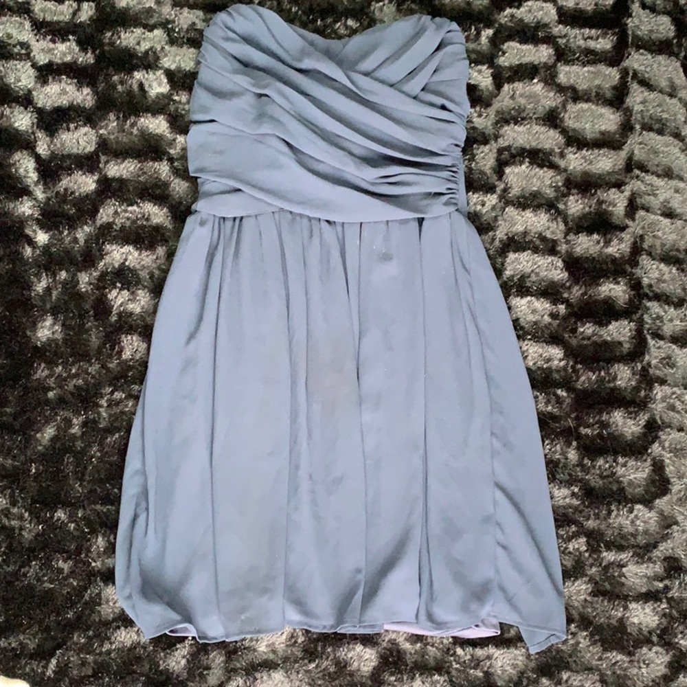 Navy blue strapless dress